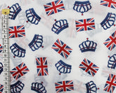 Union Jack Flags and Crowns Polyester Lining Fabric (98118)